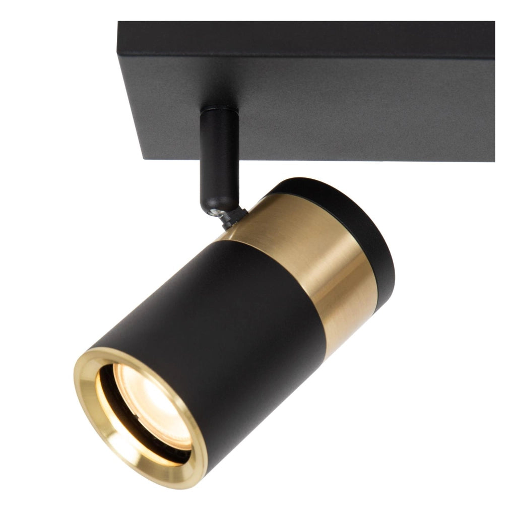 Faretto soffitto rettangolare 2xGU10 nero/oro GORIK Lucide