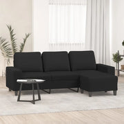 Divano a 3 Posti con Poggiapiedi Nero 180 cm in Tessuto 3201155