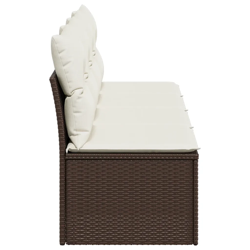 Divano da Giardino a 4 Posti-Sofa da giardino con Cuscini in Polyrattan Marrone