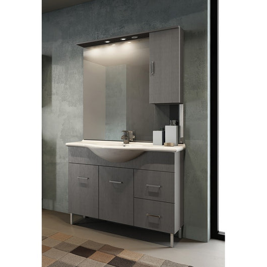 Mobile bagno venice larice grigio cm 105 con lavabo e specchio