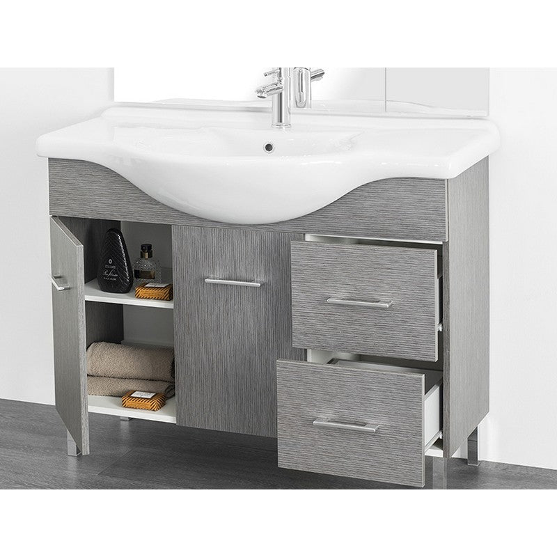 Mobile bagno venice larice grigio cm 105 con lavabo e specchio