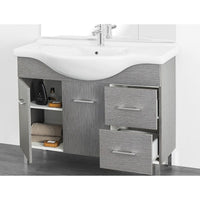Mobile bagno venice larice grigio cm 105 con lavabo e specchio