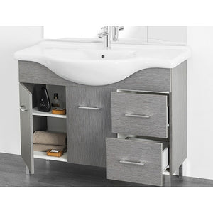 Mobile bagno venice larice grigio cm 105 con lavabo e specchio