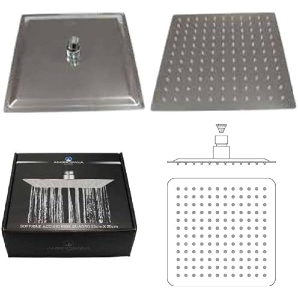 Soffione doccia acciaio inox ss3 04 cromato quadro 20x20 goplast