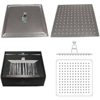 Soffione doccia acciaio inox ss3 04 cromato quadro 20x20 goplast