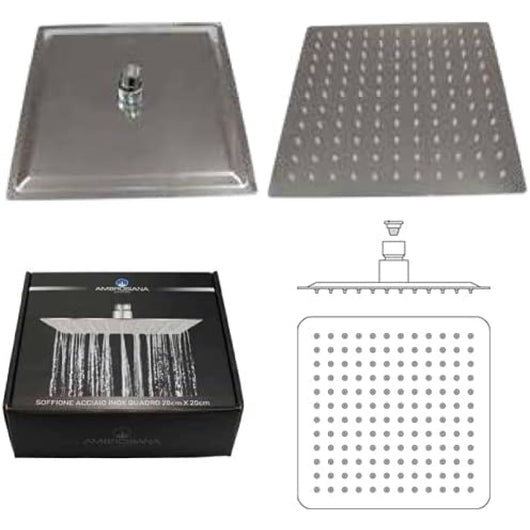 Soffione doccia acciaio inox ss3 04 cromato quadro 20x20 goplast
