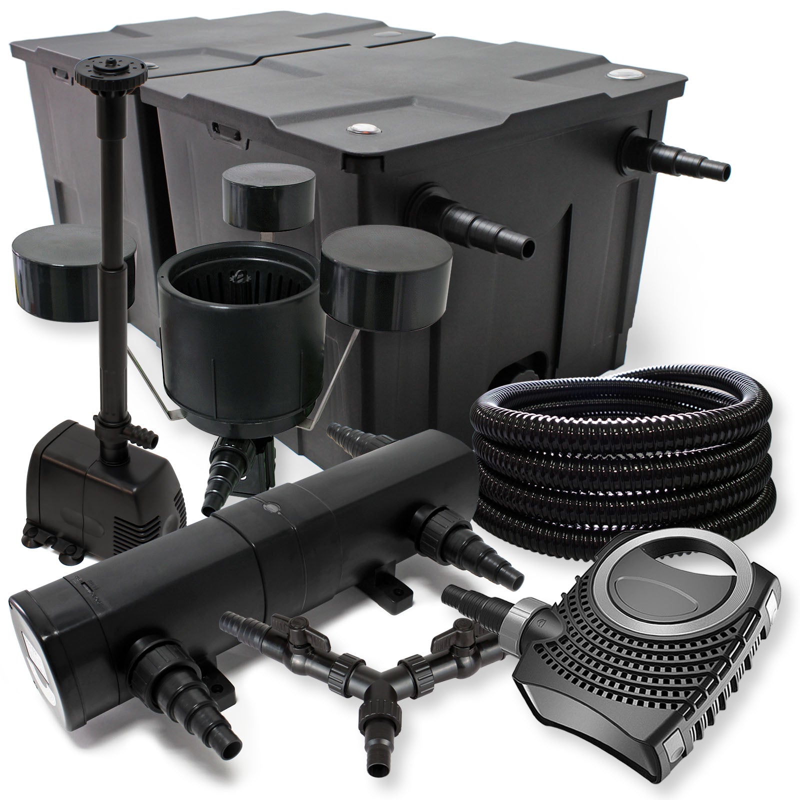 set per laghetti 60000l chiarificatore 24W pompa 80W tubo 25m skimmer pompa fontana