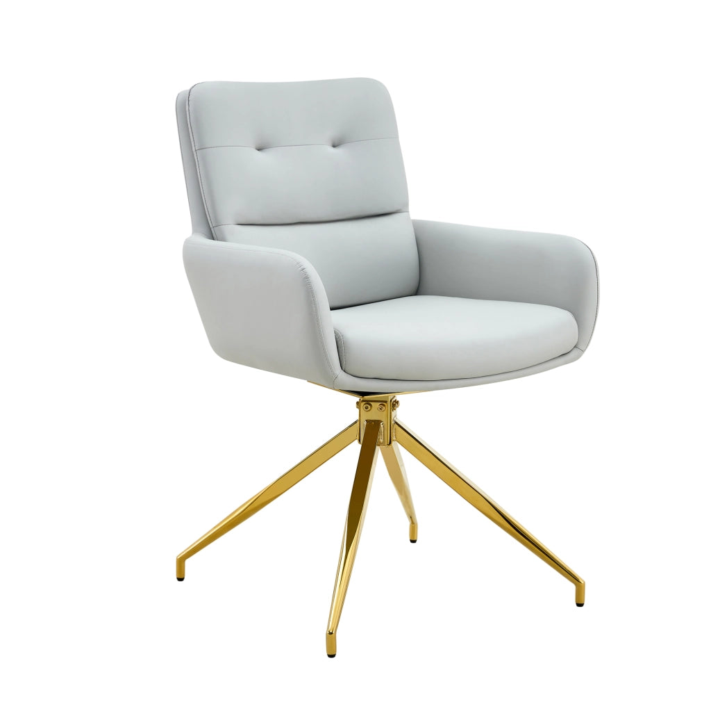 Set di 2 sedie girevoli in PU grigio chiaro e metallo oro