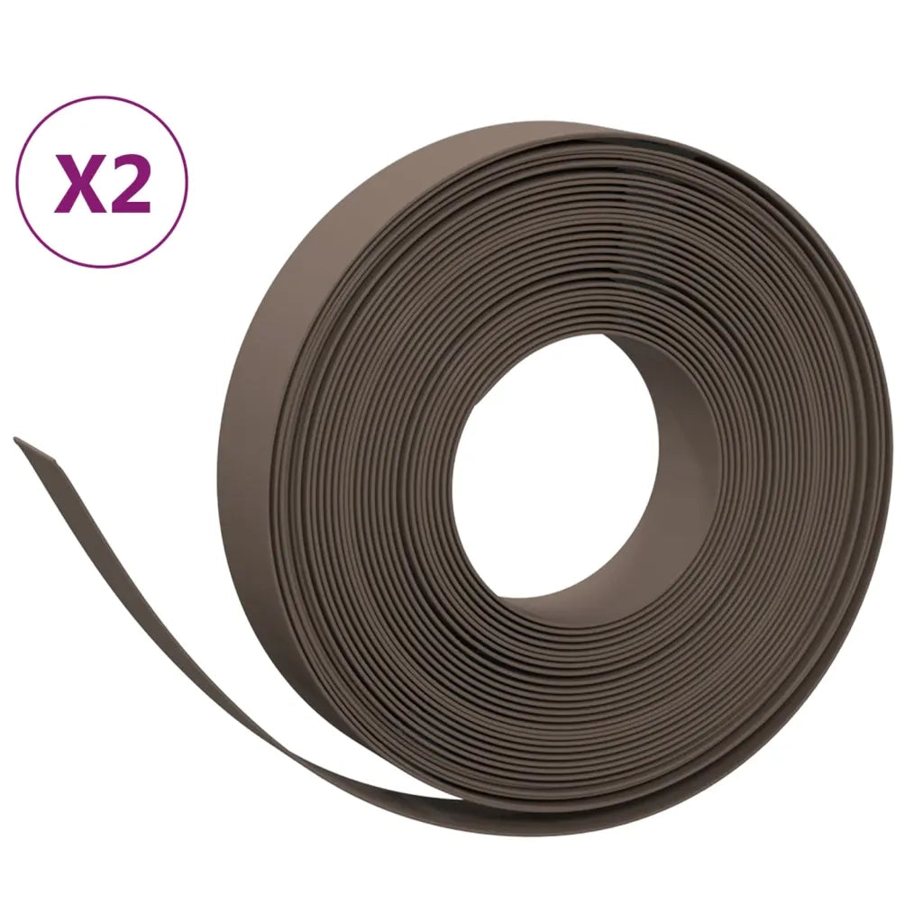 Bordature da Giardino 2 pz Marroni 10 m 10 cm in Polietilene CFW9190237