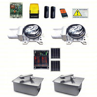 KIT CROMO 24V PER CANCELLO BATTENTE INTERRATO + CASSE CON SUNPOWER 2 BATTERIE