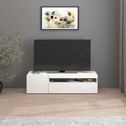 Mobile porta tv Potenza con 1 anta laterale e 1 anta a ribalta bianco lucido 130x40x36 cm