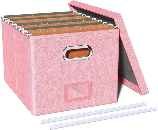 Cassa di archiviazione con coperchio e maniglia, cassaforte documenti/archivio documenti, forma cubica, adatta per uso domestico e ufficio.