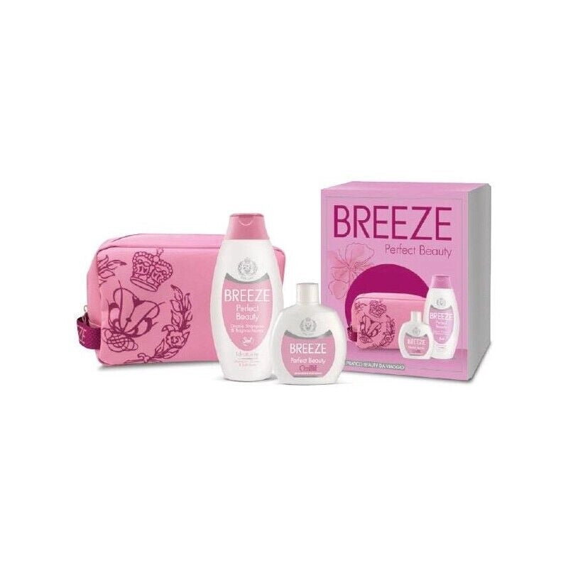 BREEZE CONFEZIONE REGALO DONNA ROSA DEODORANTE PROFUMATO + DOCCIA SHAMPOO 400 ML + BEAUTY DA VIAGGIO