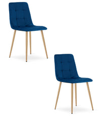 Sedia VALORA PYRA in velluto blu navy - Design moderno x 2