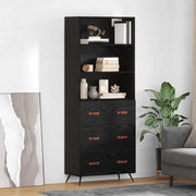Credenza-Buffet-Armadio da cucina Rovere nero 69,5 x 34 x 180 cm Legno multistrato 260625