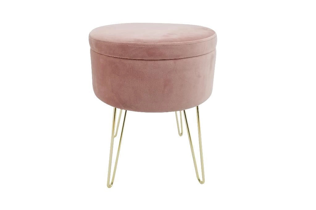Pouf Decorativo Casa Imbottito in Velluto Orlando Rosa 37,5 x 45 cm