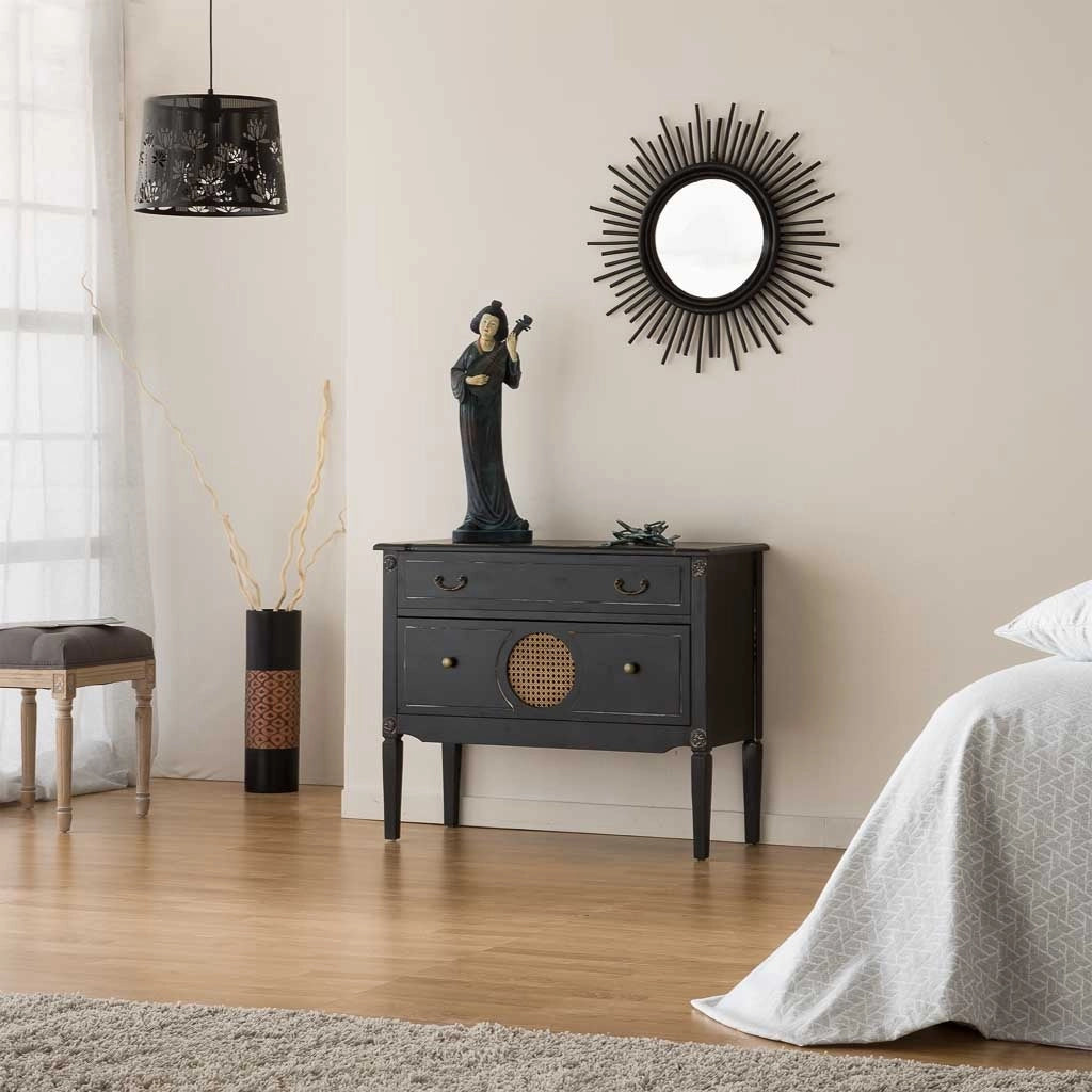 Cassettiera in legno nero 88x38x72h