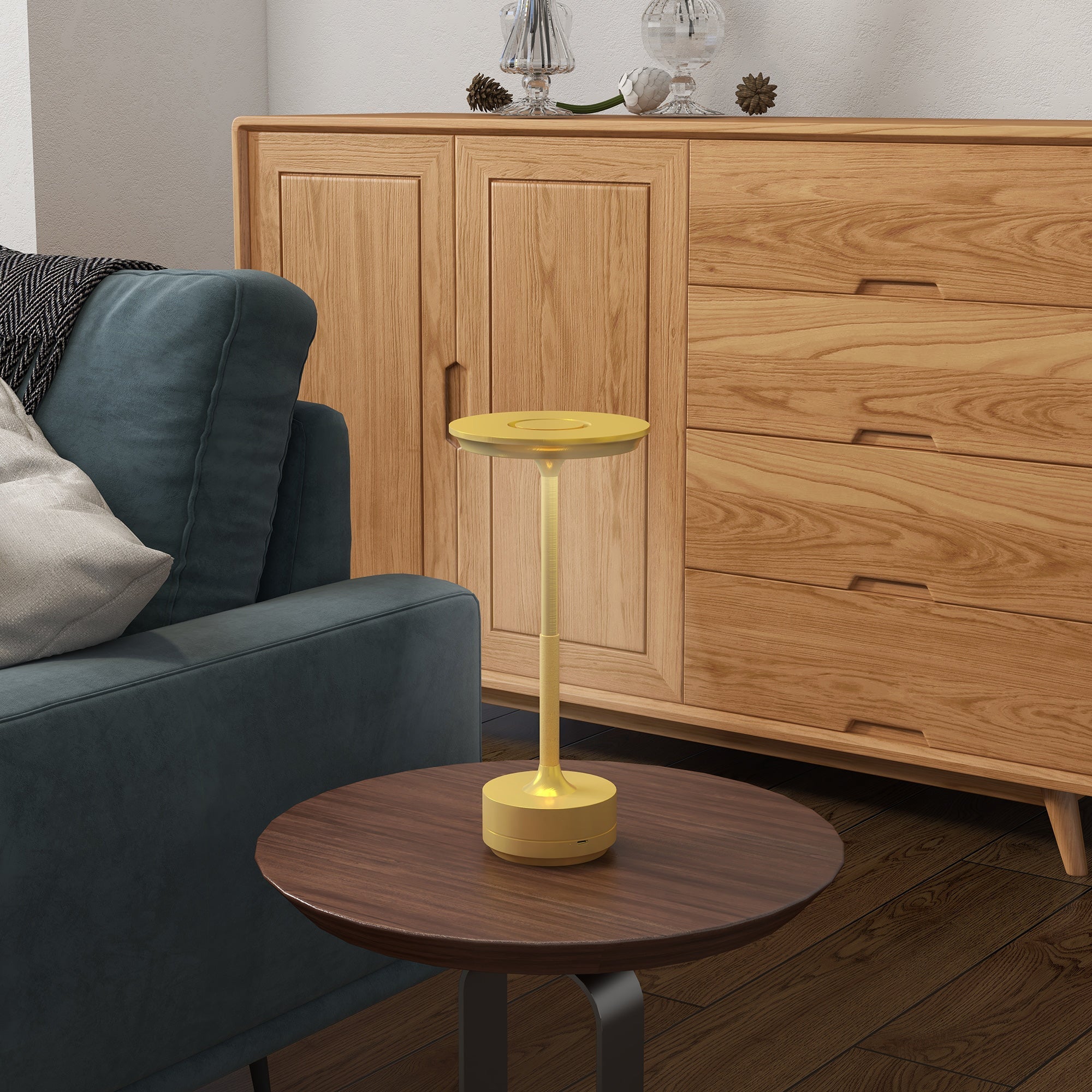 Lampada da Tavolo a LED Senza Filo Touch Ø13x28,5 cm Batteria Ricaricabile Oro