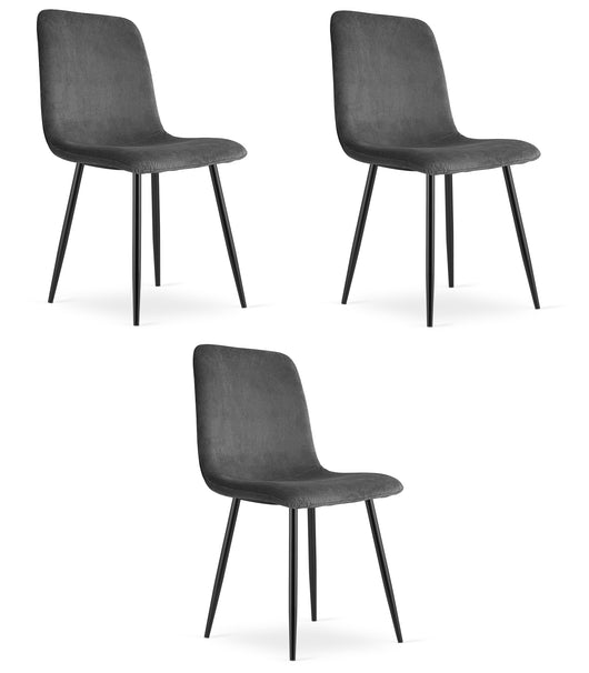 Sedia da soggiorno imbottita in velluto a coste VALORA RIFT - Grigio x 3