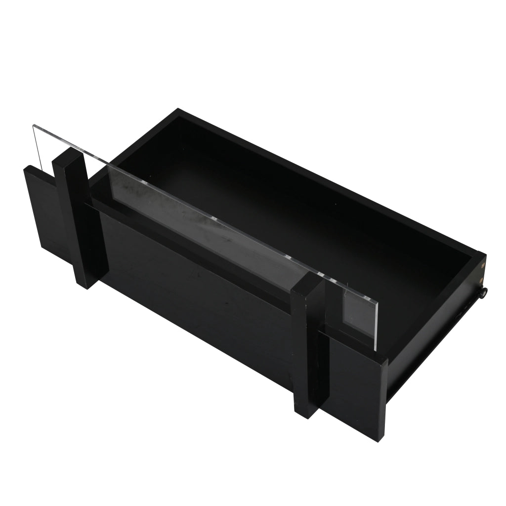 Tavolino da salotto nero lucido 70x70 cm con luci LED e 2 cassetti
