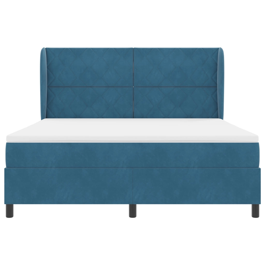 Letto a Box Spring con Materasso blu scuro 180x200 cm in Velluto