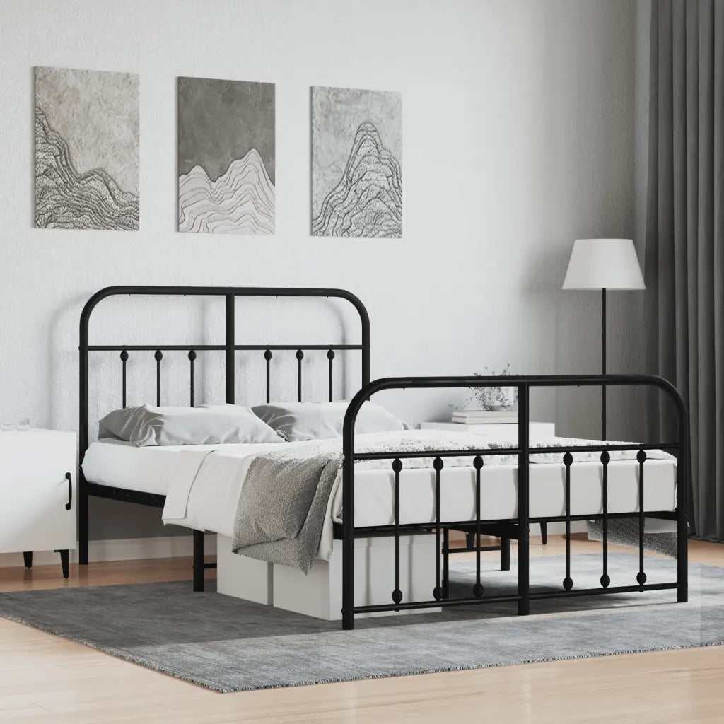 Giroletto con Testiera e Pediera Metallo Nero 120x200 cmcod mxl 79166