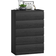 Cassettiera Moderna 5 Cassetti ¨C zephmum ¨C 77x40x111,5 cm Nero Effetto Legno