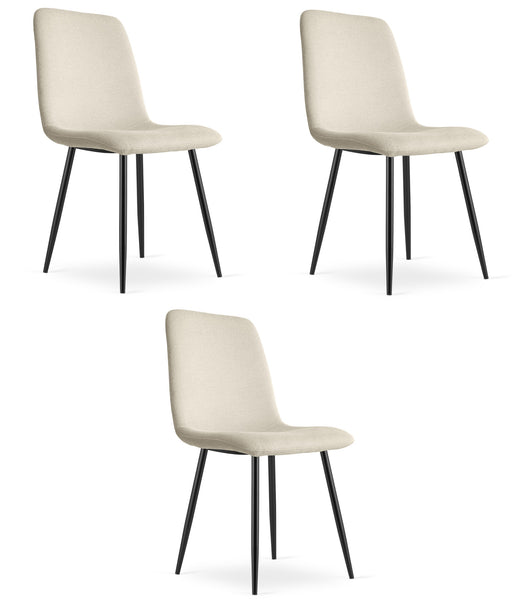 Sedia imbottita per soggiorno VALORA RIFT - Gambe beige/nere x 3