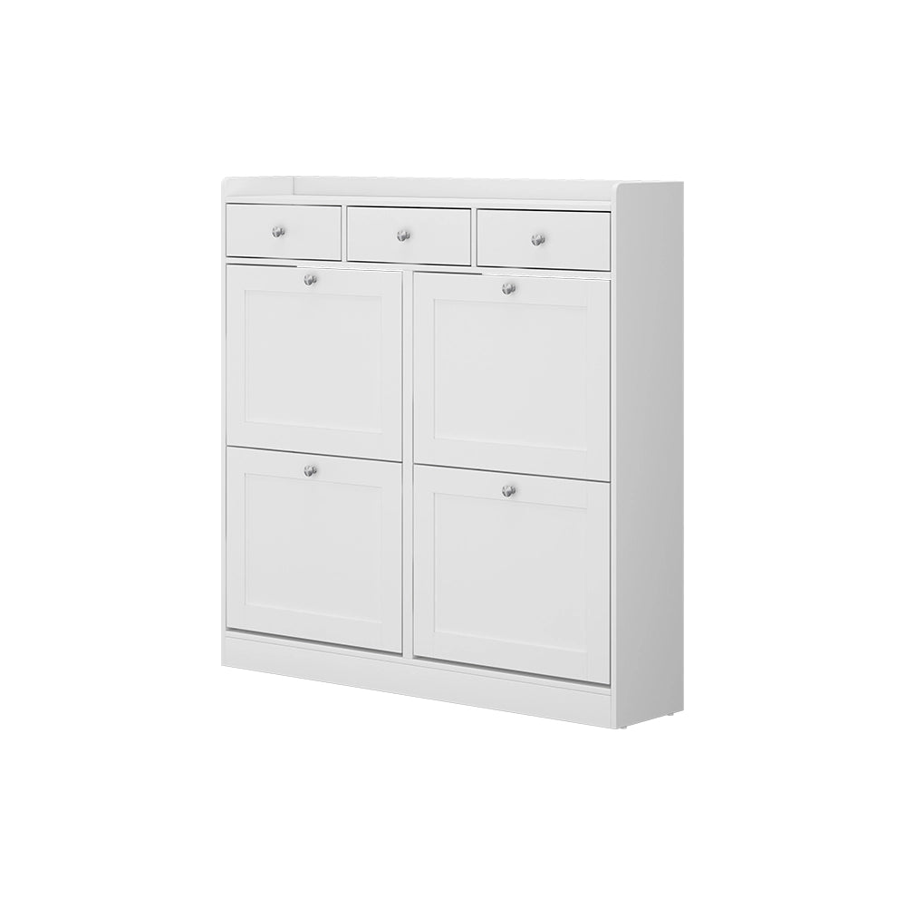 Vicco Scarpiera da ingresso Bianco 100 x 99.5 cm con 3 cassetti e 4 scomparti pieghevoli