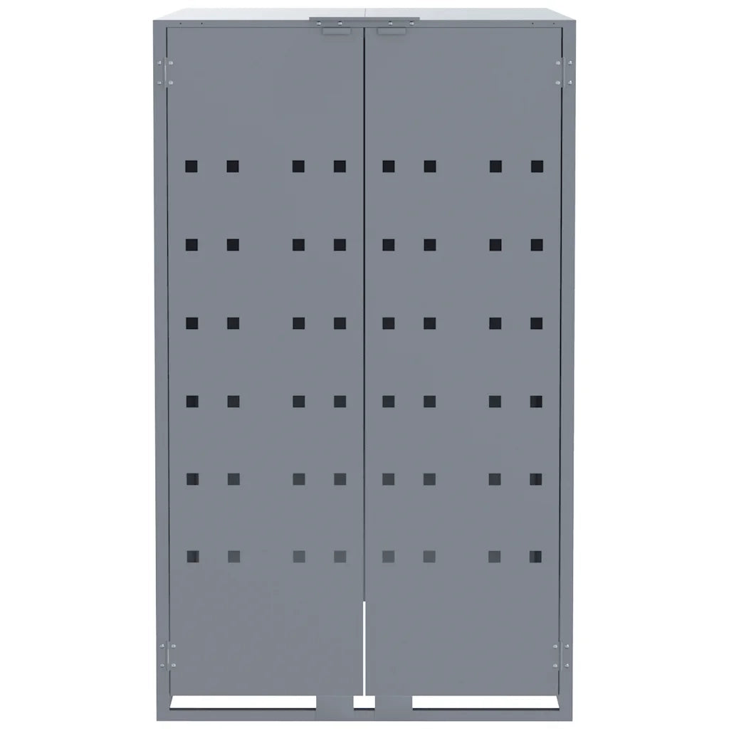 Copribidone con Ruote per 3 Bidoni Grigio 207x79x117cm Acciaio
