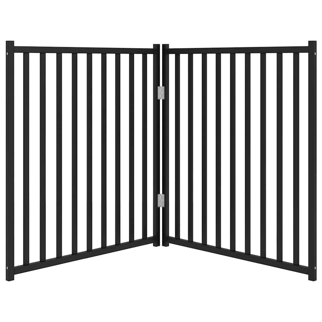 Cancelletto di sicurezza pieghevole per cani 2 pannelli 160 cm legno massello di abete nero 02_0023053