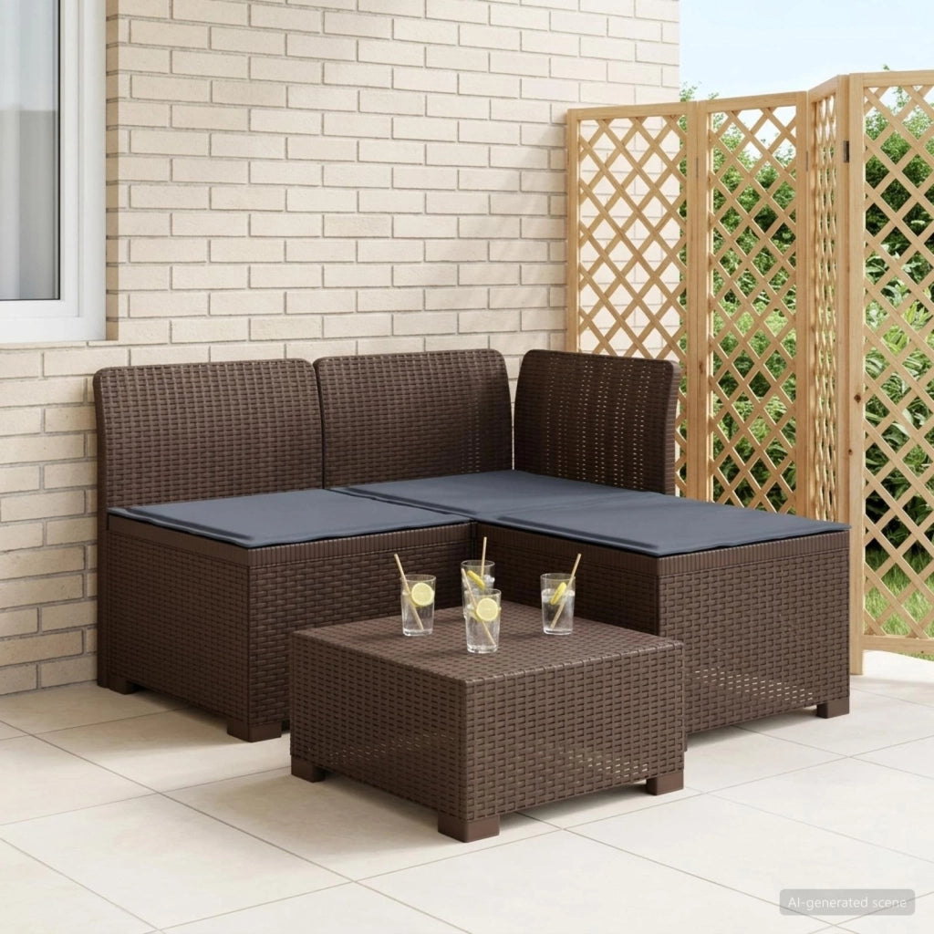Divano da giardino 3 posti con cuscini in look rattan 3 posto 8011895