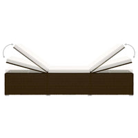 Lettino Prendisole con Cuscino e Tavolino in Polyrattan Marrone cod mxl 19691