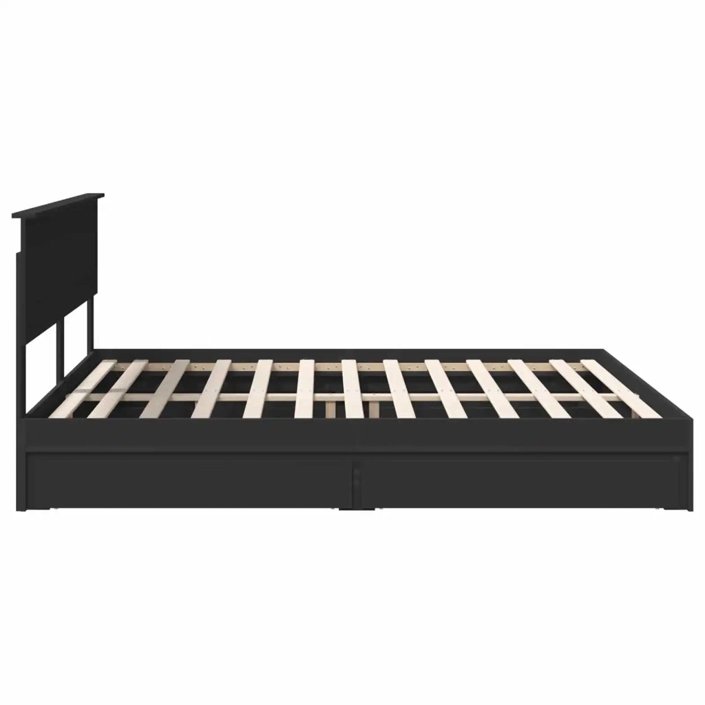 Letto con Contenitore Nero 200 x 200 cm Legno multistrato