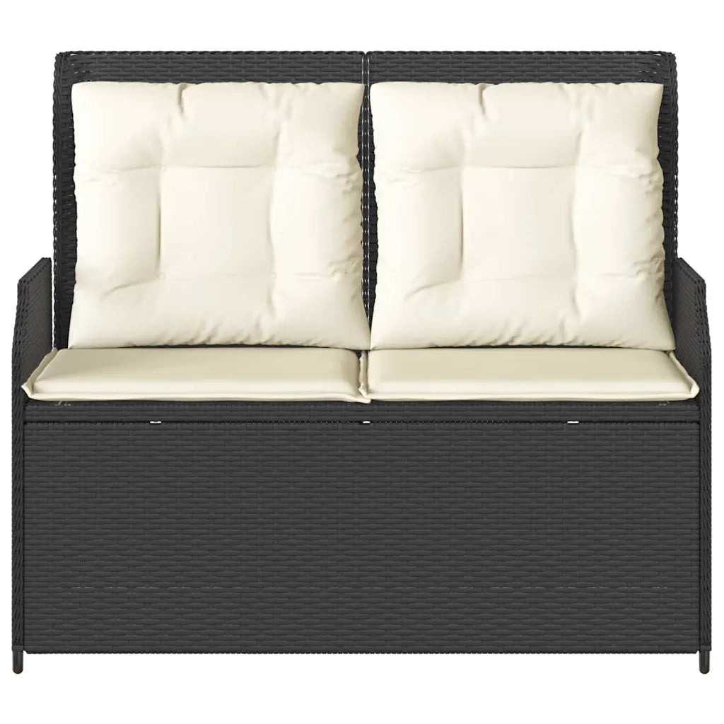 vidaXL Panchina da giardino con cuscino Nero Poly Rattan