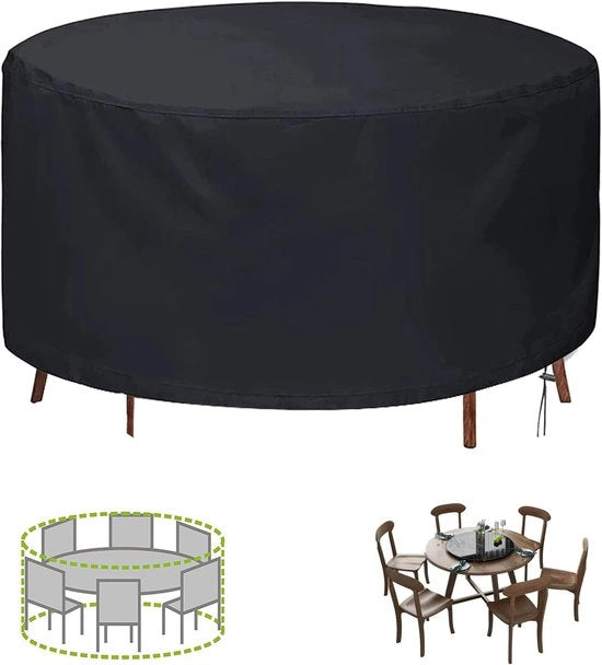 Copri tavolo per tavoli e sedie all'aperto - Tela Oxford - Impermeabile, resistente ai raggi UV, impermeabile, nero (185 x 110 cm)