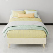 Letto singolo 90x200 cm beige in tessuto e metallo
