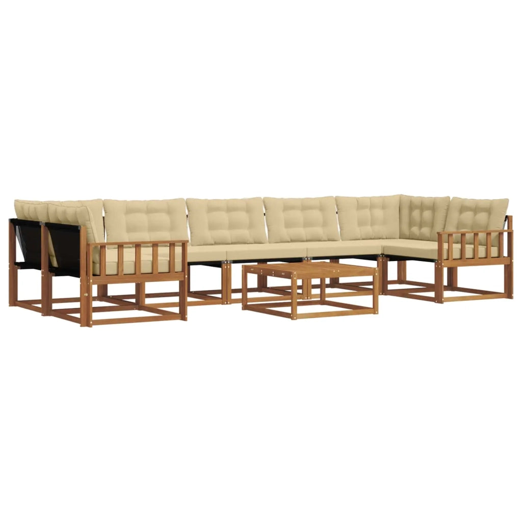 Set di divani da esterno con cuscino 8 pcs Naturale e Beige 3369288