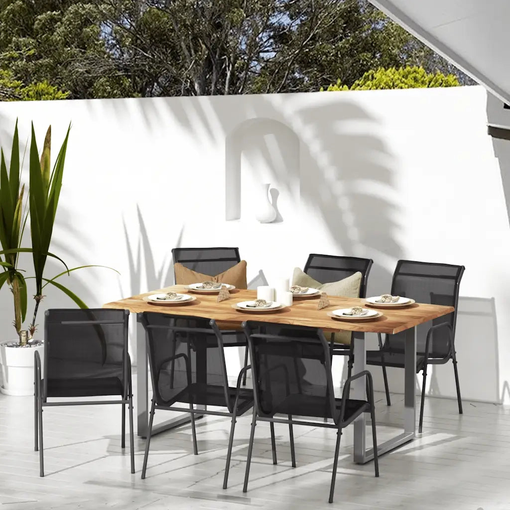 Sedie da Giardino 6 pz | Sedie da Esterno in Acciaio e Textilene Nere
