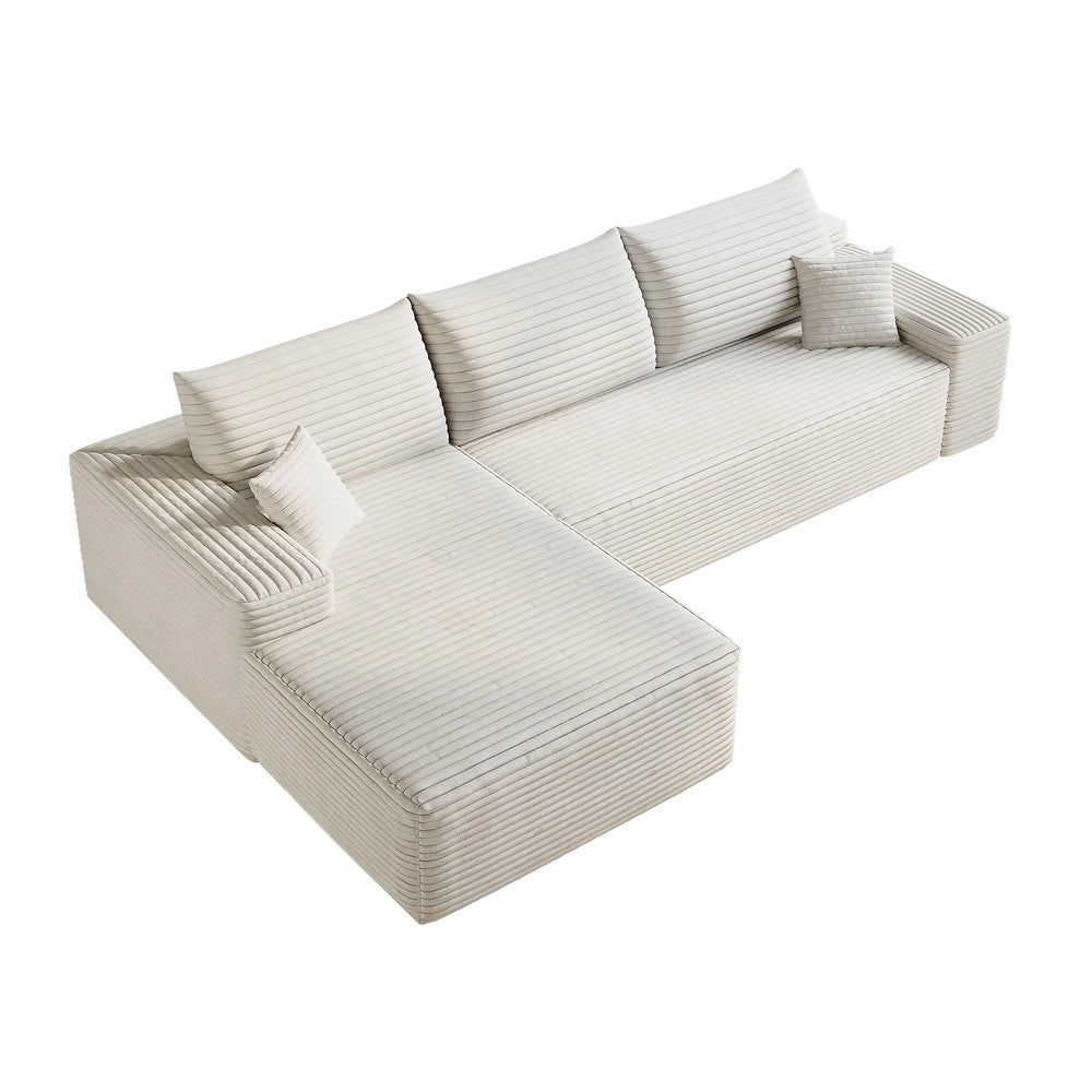 Divano angolare con chaise longue ¨C Minimal ¨C velluto bianco 270cm