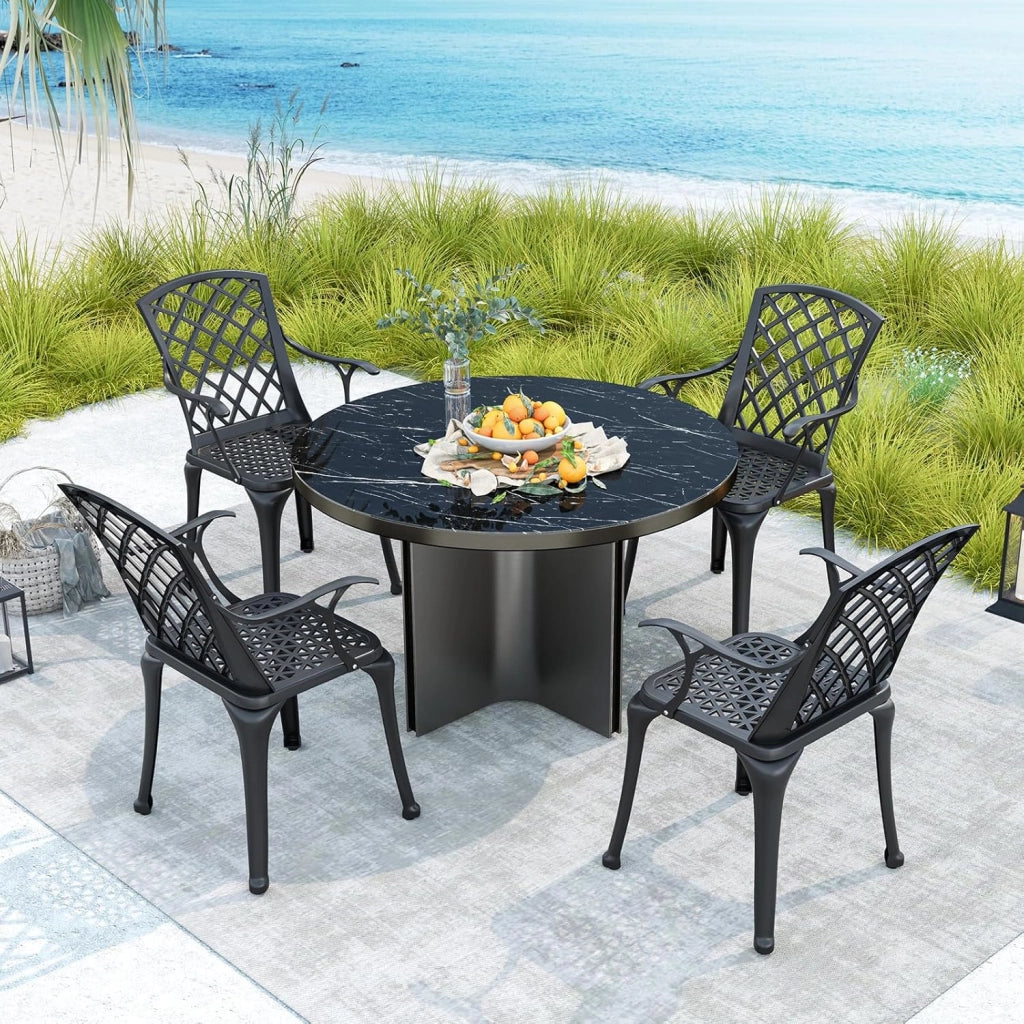 Set di 2 Sedie da Giardino, da Bistrò, in Alluminio Pressofuso, Sedie a Mosaico in Ferro con Schienali e Braccioli, da Giardino, Stile Anticato, Portata Fino a 110 kg