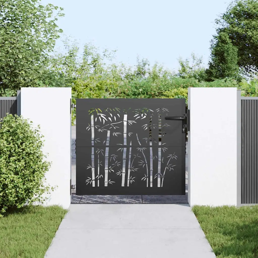 Cancello da giardino con blocco Nero 85 x 175 cm