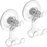 Zuignaphaak a muro, 2-pack ganci trasparenti per doccia, piccoli ganci per doccia, cucina, bagno, finestre in vetro, porta, sospensione fino a 3 kg
