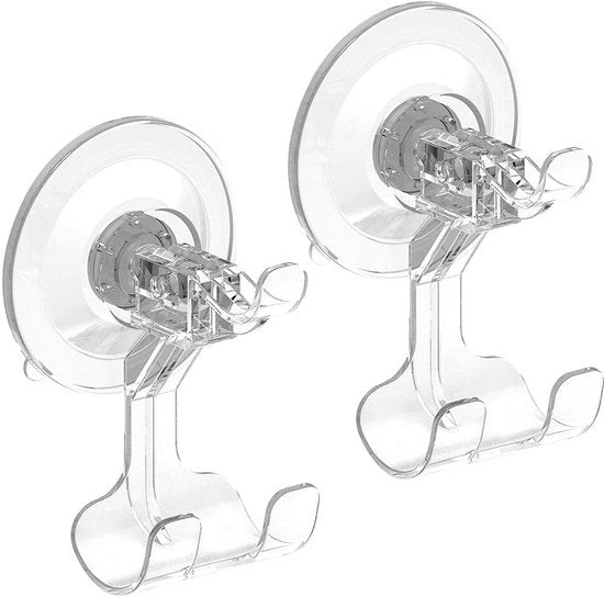 Zuignaphaak a muro, 2-pack ganci trasparenti per doccia, piccoli ganci per doccia, cucina, bagno, finestre in vetro, porta, sospensione fino a 3 kg