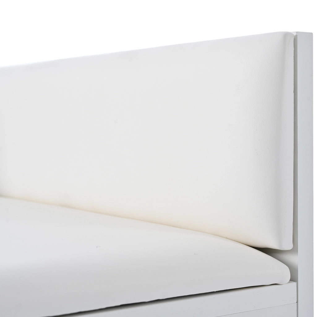 Scarpiera con seduta e schienale 100x38x58 cm in truciolare bianco con dettagli oro