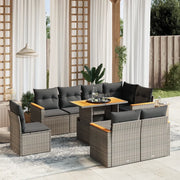 Set Divano da Giardino 9 pz con Cuscini Grigio in Polyrattan 3273174