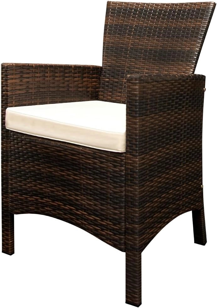 Set di Mobili da Giardino 8 Sedie incl. Cuscini da 7 cm con Tavolo 190x90 cm Mobili da Esterno per Terrazza Resistenti in Polyrattan Legno di Acacia per Balcone Lounge