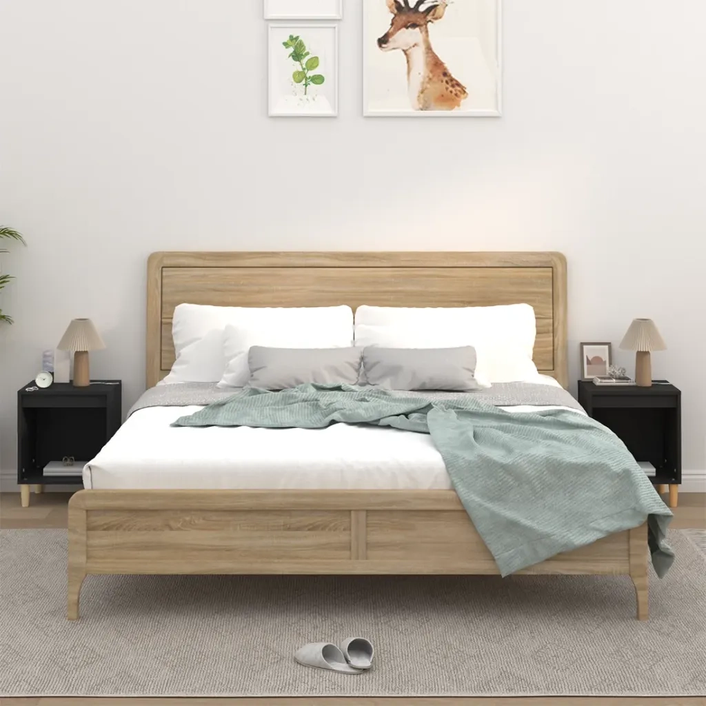 Comodini 2 pz-Set di 2 Tavolino da notte Nero 40x35x50 cm 156723