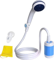 Doccia elettrica portatile per uso domestico o esterno - doccia, lavaggio auto, bagno animali - con getto d'acqua e valvola di chiusura - blu