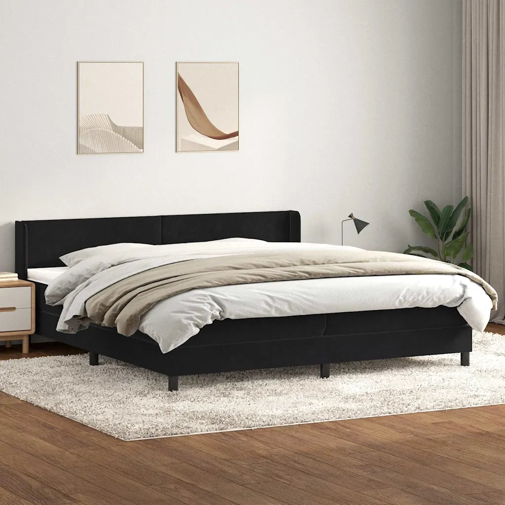 Giroletto a Molle con Materasso Nero 200x220 cm in Velluto 3318005